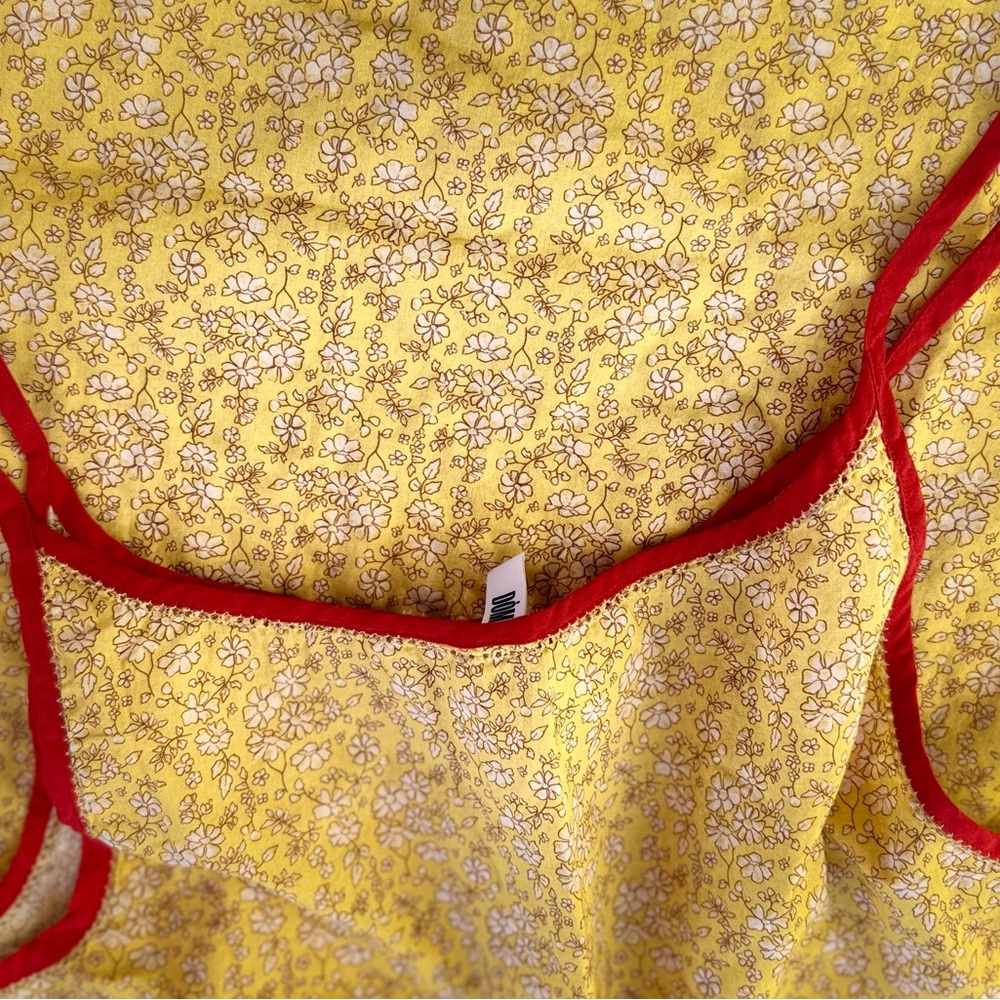 Floral Yellow Dress with Red Accent